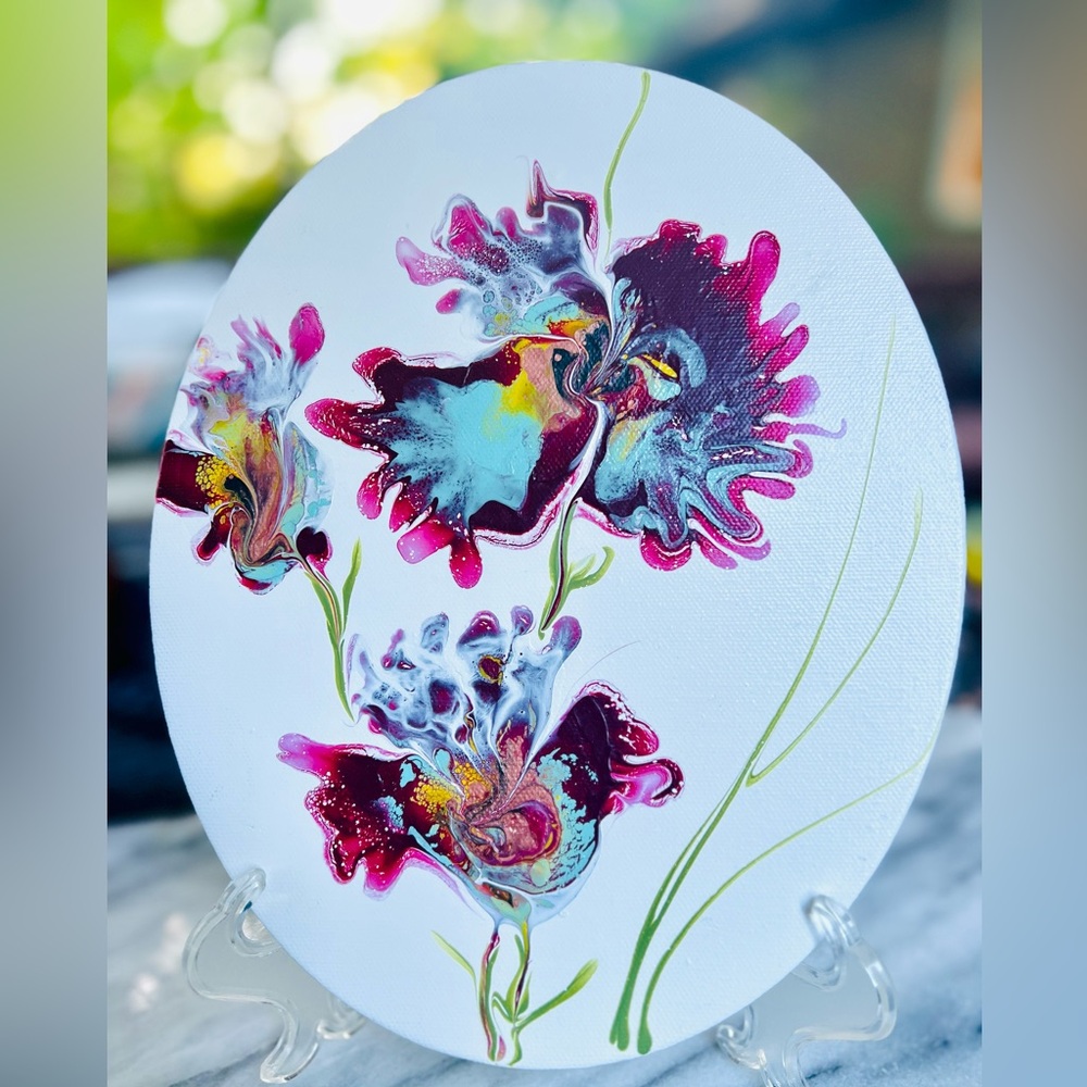 Artisan Hand-Painted Abstract Floral Art Piece, 8 x 10“, One-of-a-Kind! 🖼️